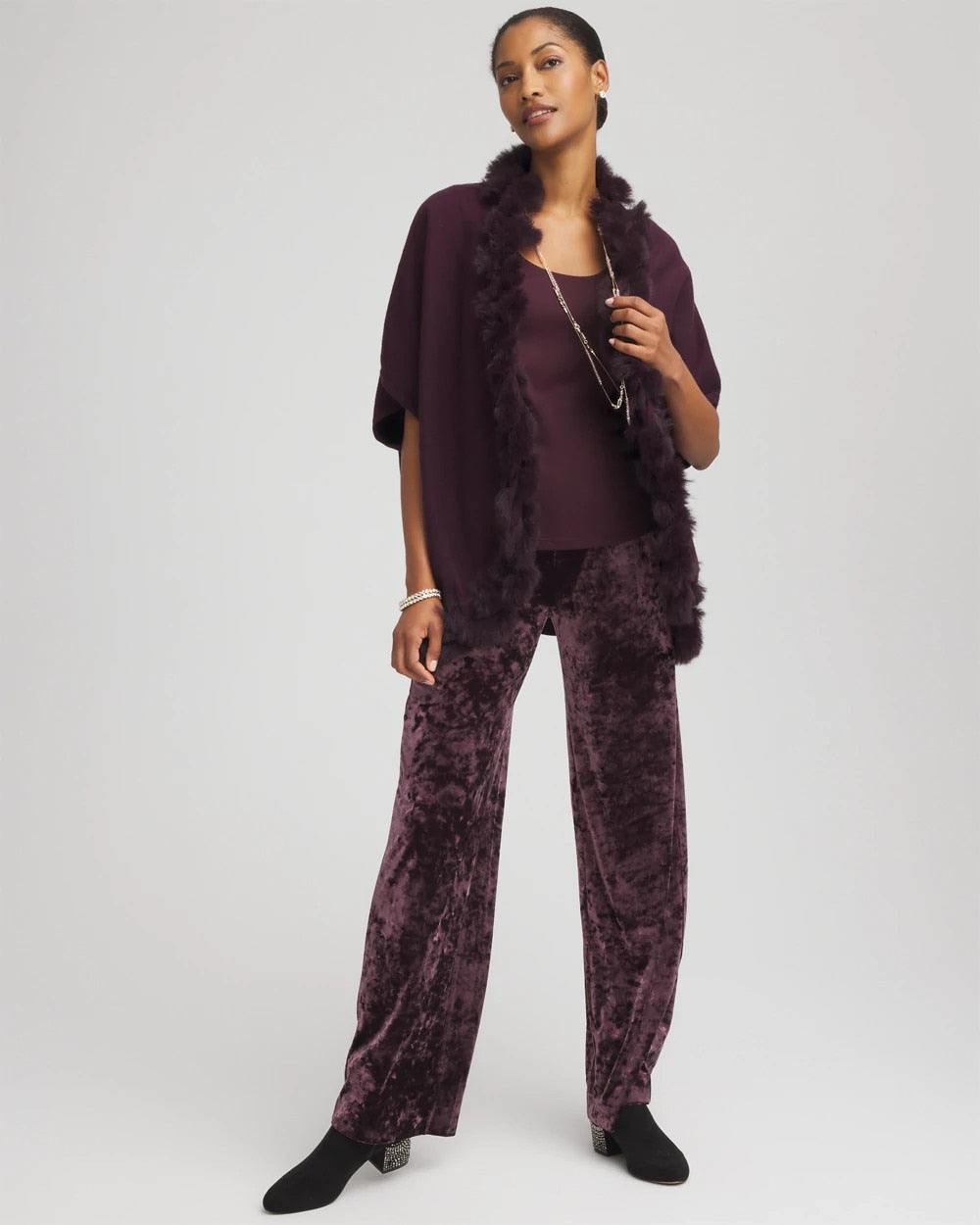 Chico's | Crushed Velvet Wide-Leg Pants/ Night Bloom