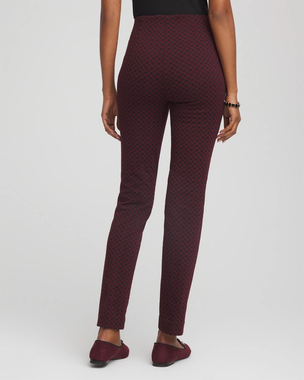 Chico's | Circle Jacquard Juliet Slim Ankle Pants/ Black