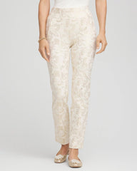 Chico's | Juliet Golden Foiled Slim Ankle Pants/ English Cream