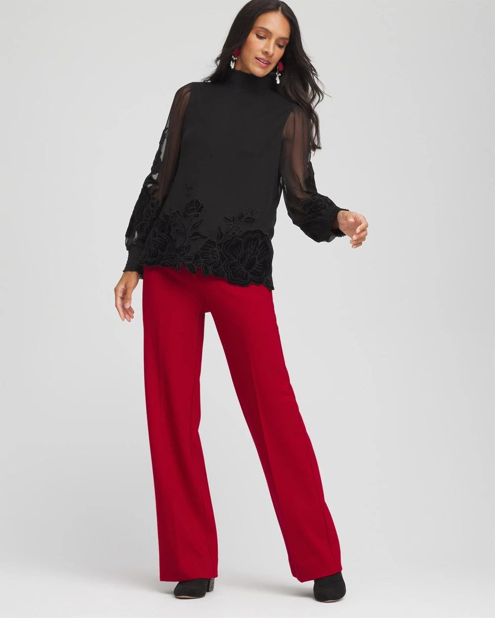 Chico's | Emme Wide-Leg Trouser Ponte Pants/ Carmine Red