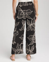 Chico's | Embroidered Wide-Leg Cropped Pants/ Black