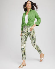 Chico's | Brigitte™ Slim Ankle Palm-Print Pants/ Ecru