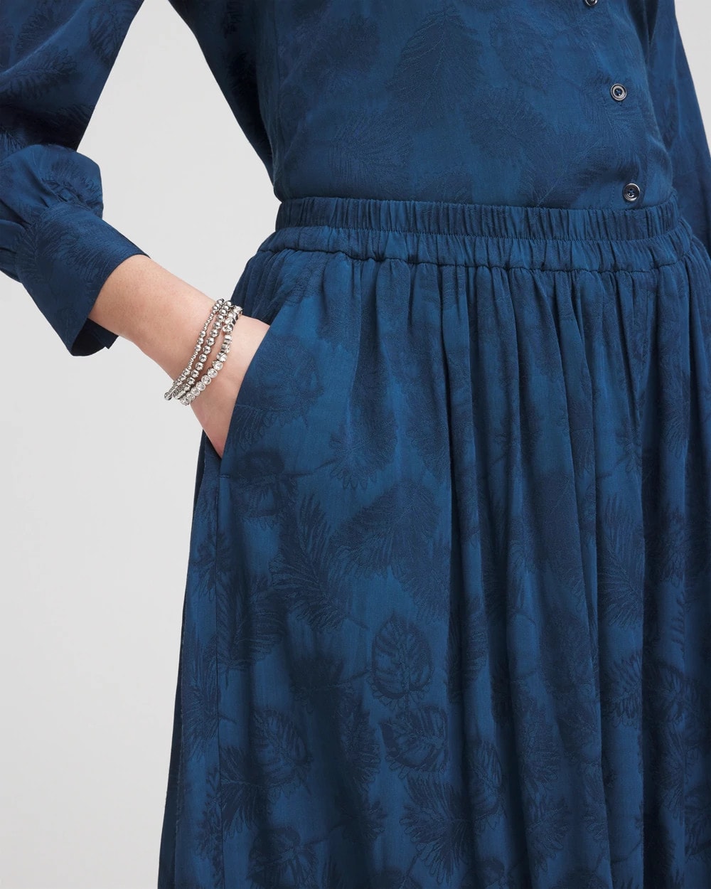 Chico's | Jacquard Culotte Wide-Leg Pants/ Seaport