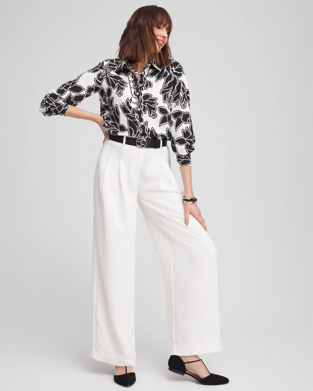 Chico's | Crepe Pleated Relaxed Pants/ Ecru