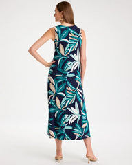 Chico's | Travelers™ Palm Maxi Dress/ Kings Navy