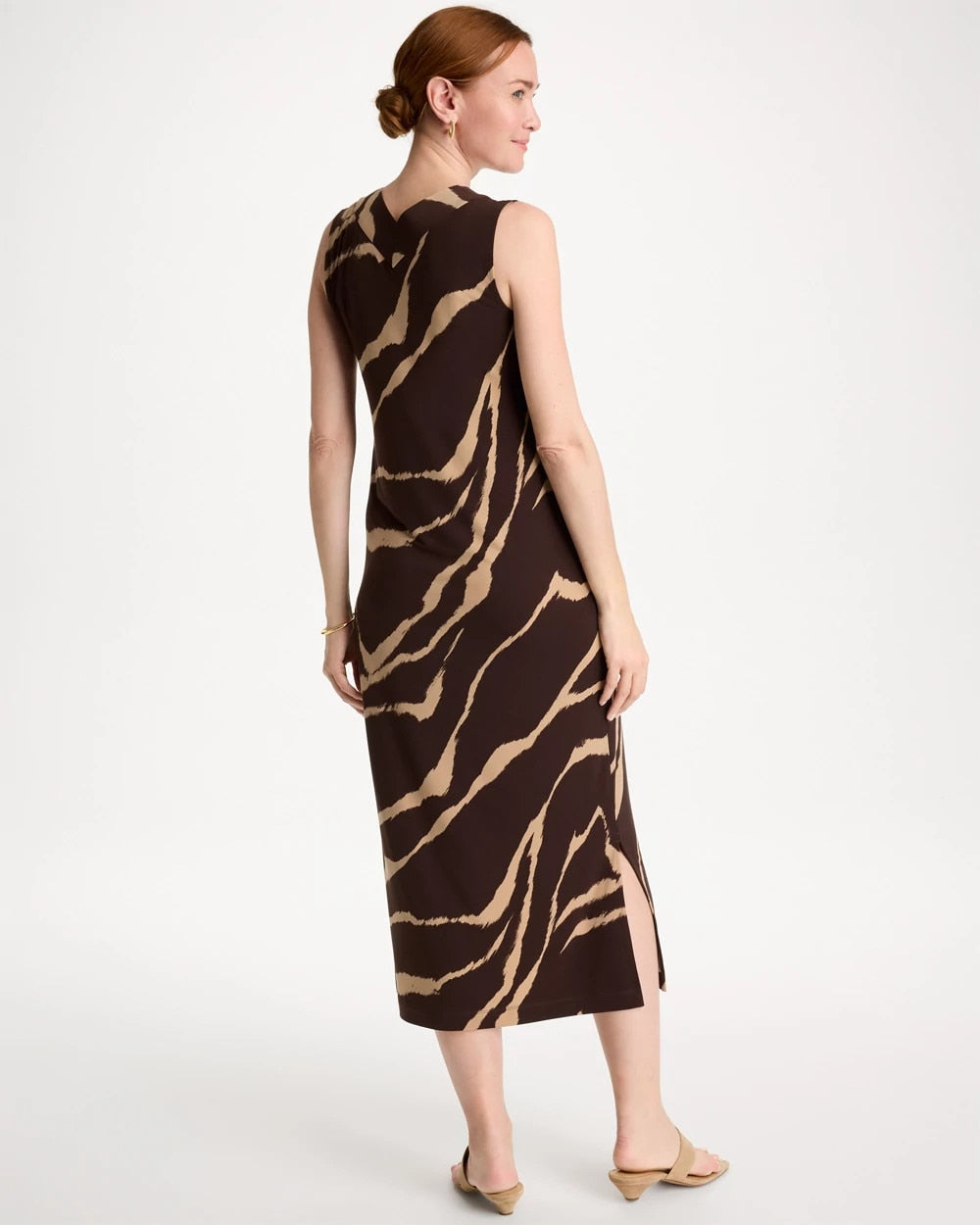 Chico's | Travelers™ Zebra Double V-Neck Maxi Dress/ Cocoa Bean