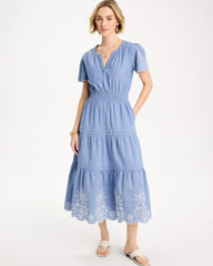 Chico's | Chambray Embroidered Dress/ Light Indigo