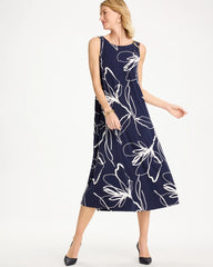 Chico's | Travelers™ Knit Botanical Jeweled Dress/ Passport Blue