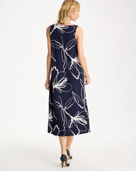 Chico's | Travelers™ Knit Botanical Jeweled Dress/ Passport Blue