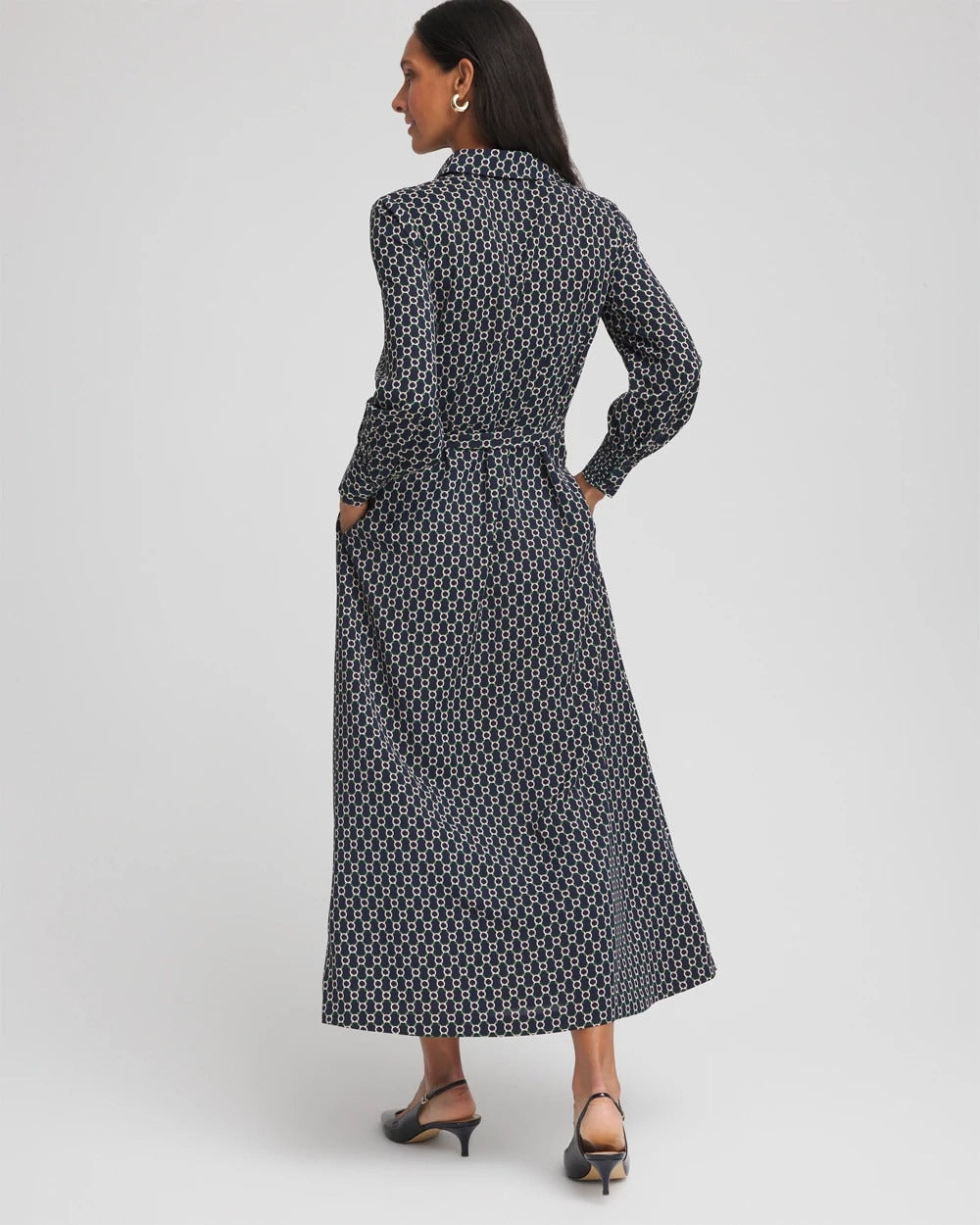 Chico's | Chain Print Maxi Shirtdress/ Passport Blue