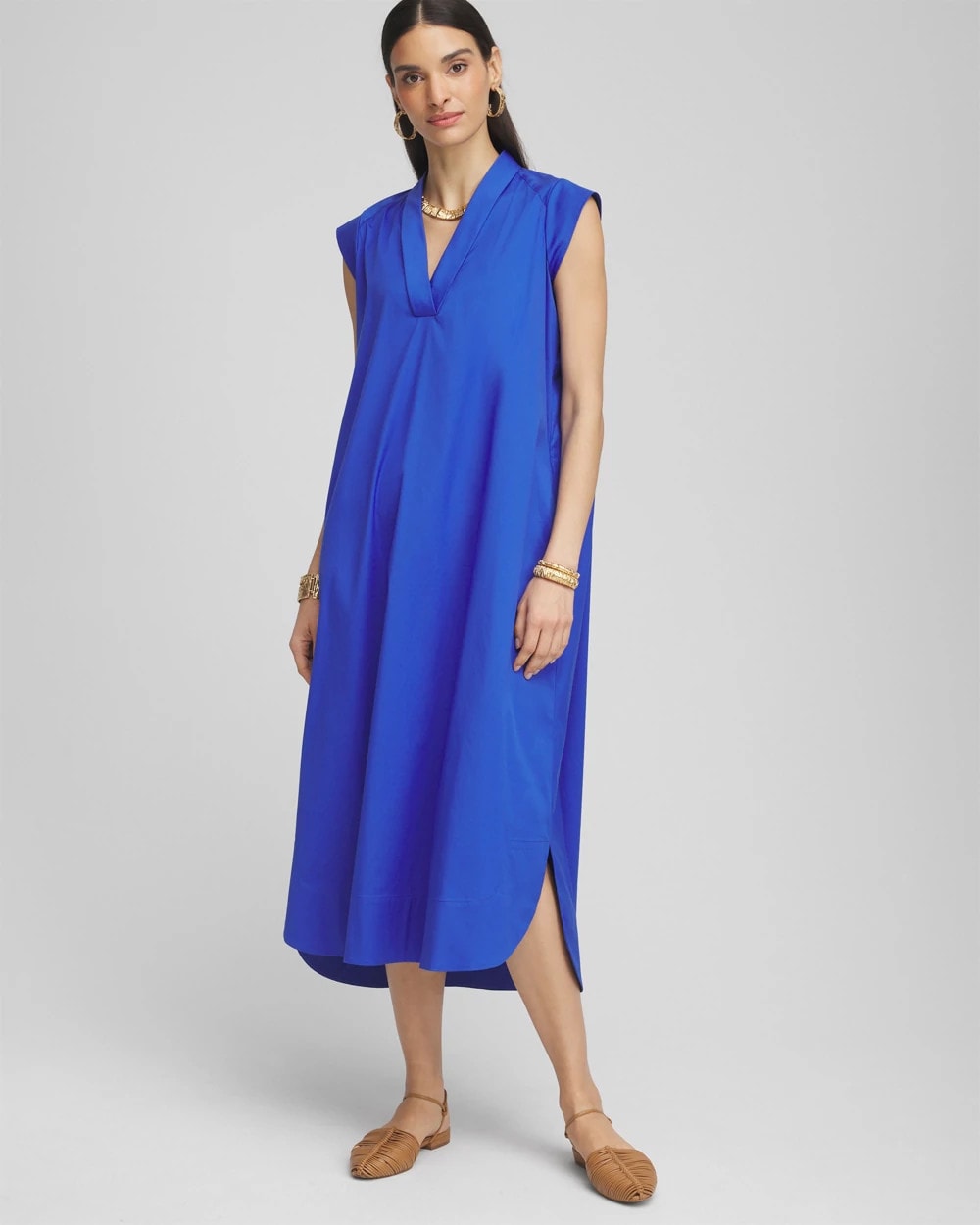 Chico's | Petite Popover Poplin Maxi Dress/ Rich Cobalt