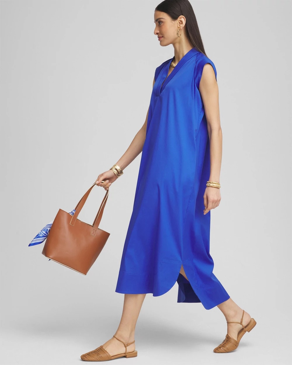 Chico's | Petite Popover Poplin Maxi Dress/ Rich Cobalt