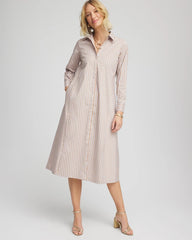 Chico's | Vanilla Chai Striped Shirtdress/ Vanilla Chai