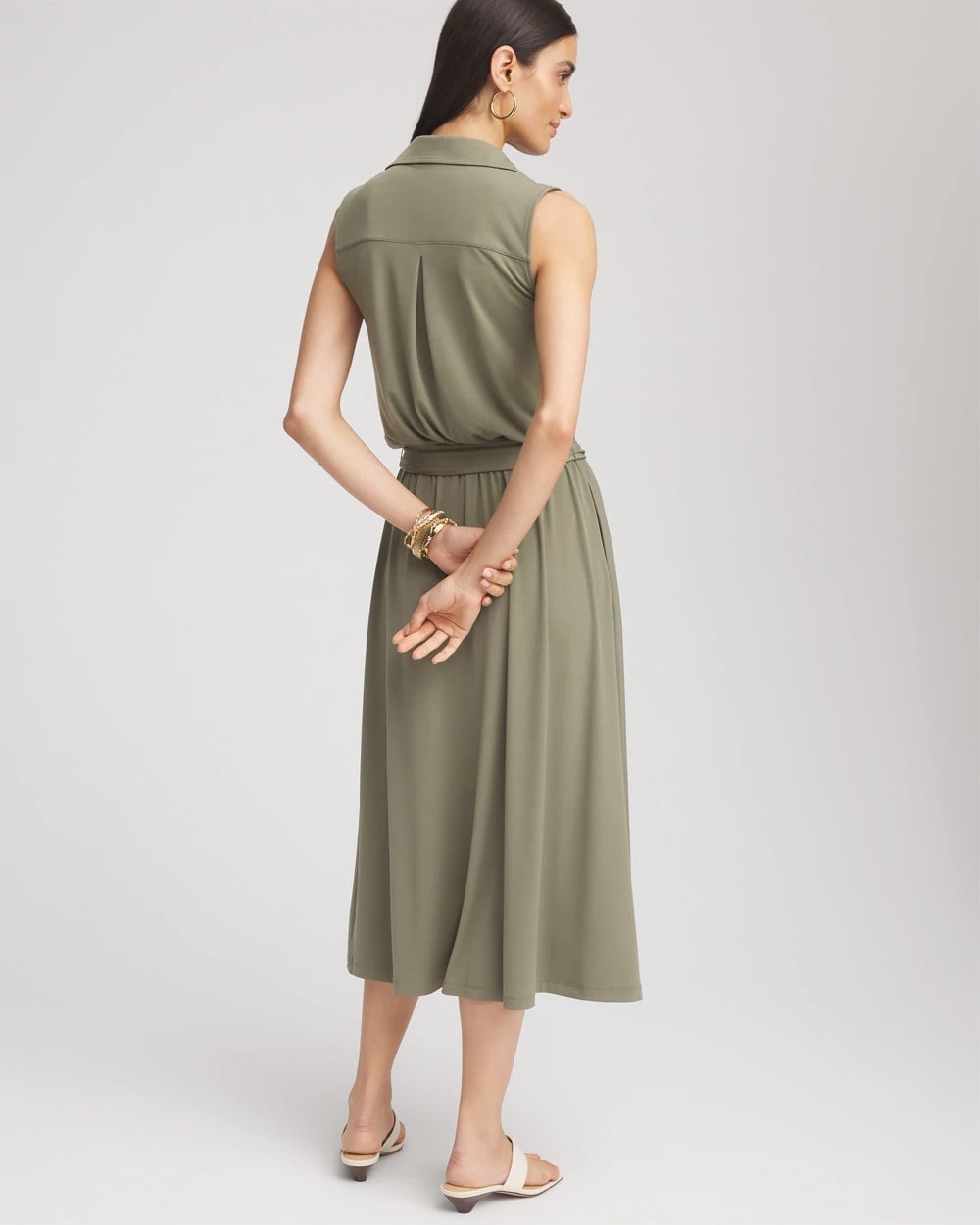 Chico's | Travelers™ Knit Sleeveless Shirtdress/ Dusty Olive