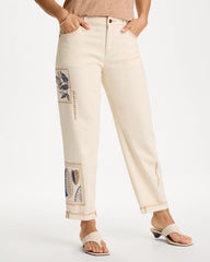 Chico's | Patchwork Relaxed Boyfriend Jean/ Natural Seeded