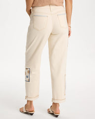 Chico's | Patchwork Relaxed Boyfriend Jean/ Natural Seeded