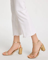 Chico's | Petite No Stain Girlfriend Fray Hem Kick Flare Jeans/ Alabaster