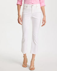 Chico's | Petite No Stain Girlfriend Fray Hem Kick Flare Jeans/ Alabaster