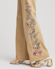 Chico's | Embroidered High-Rise Wide-Leg Jeans/ Cafe Aroma