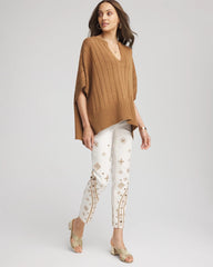 Chico's | Embellished Girlfriend Slim Ankle Jeans/ Sea Salt