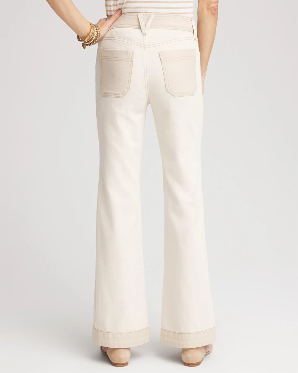 Chico's | Colorblock Wide Flare Jeans/ Neutral