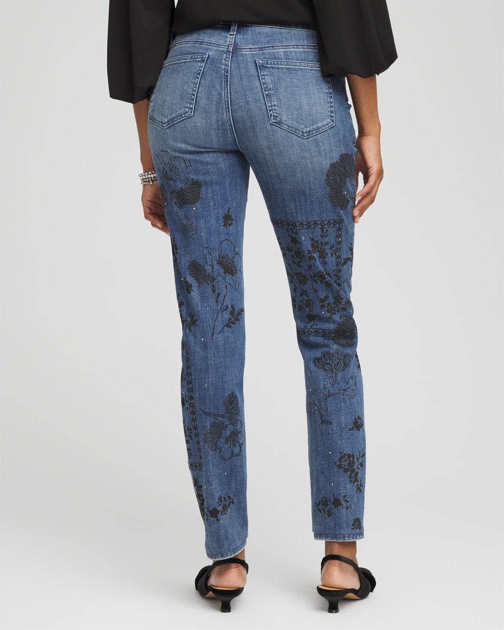 Chico's | Mixed-Media Girlfriend Slim Ankle Jeans/ Emilia Indigo