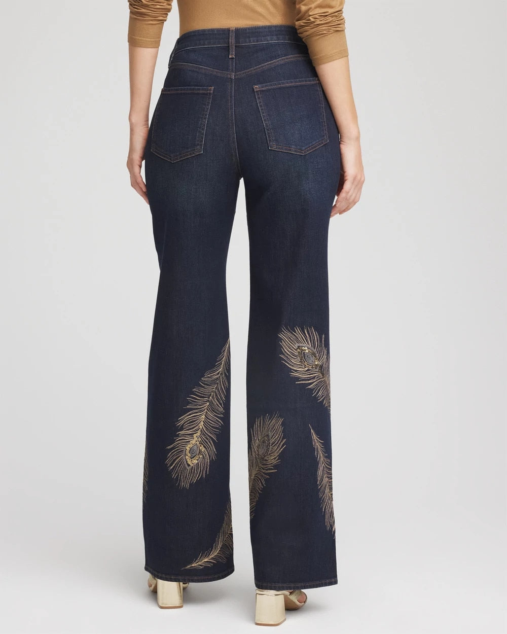 Chico's | Embellished High-Rise Wide-Leg Jeans/ Marconi Indigo
