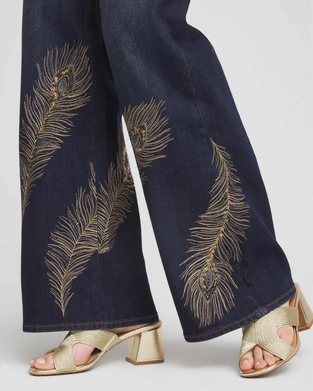 Chico's | Embellished High-Rise Wide-Leg Jeans/ Marconi Indigo