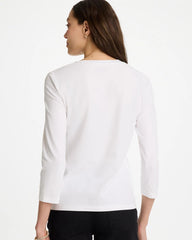 Chico's | Printed Cotton Stretch 3/4 Sleeve Tee/ Black