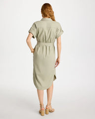 Chico's | Dolman Tie Hemp Denim Shirtdress/ Seagrass Green