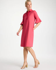 Chico's | Knit Flounce Sleeve Dress/ Hot Honeysuckle