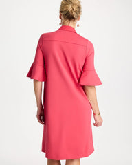 Chico's | Knit Flounce Sleeve Dress/ Hot Honeysuckle