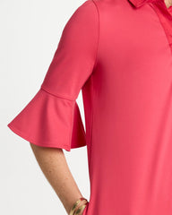 Chico's | Knit Flounce Sleeve Dress/ Hot Honeysuckle