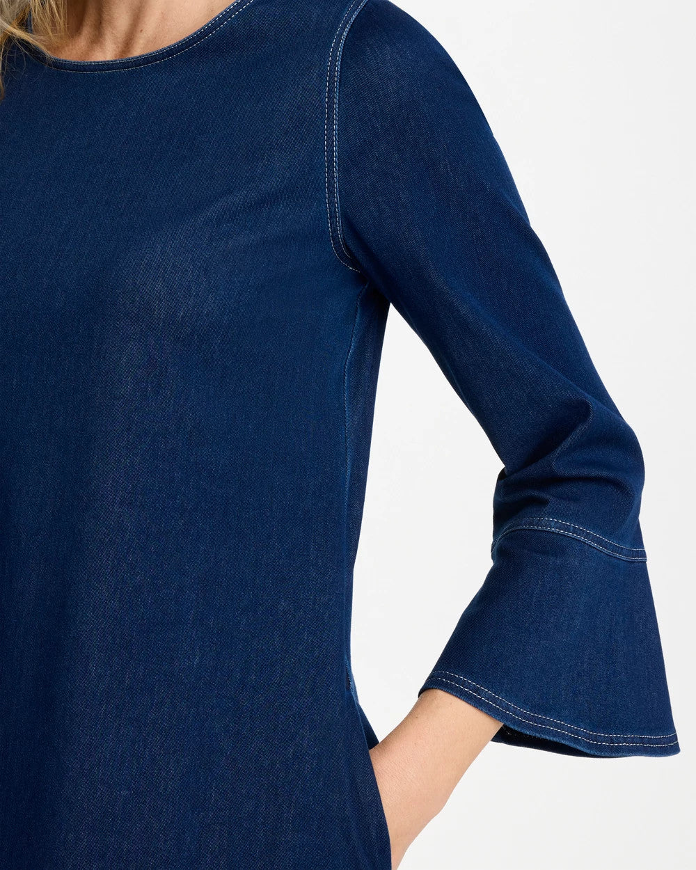 Chico's | Bell Sleeve Knit Denim Dress/ Indigo