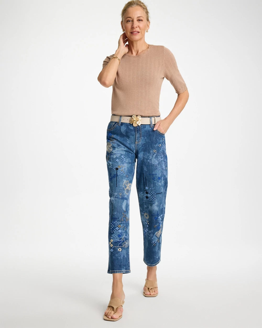 Chico's | Relaxed Embroidered Boyfriend Jean/ Daphne Indigo