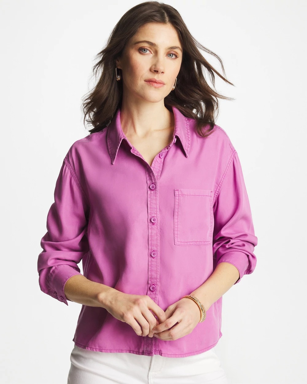 Chico's | Classic Collared Denim Shirt/ Violet Shadow