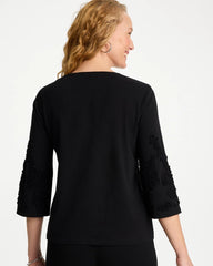 Chico's | Soutache Elbow Sleeve Tee/ Black
