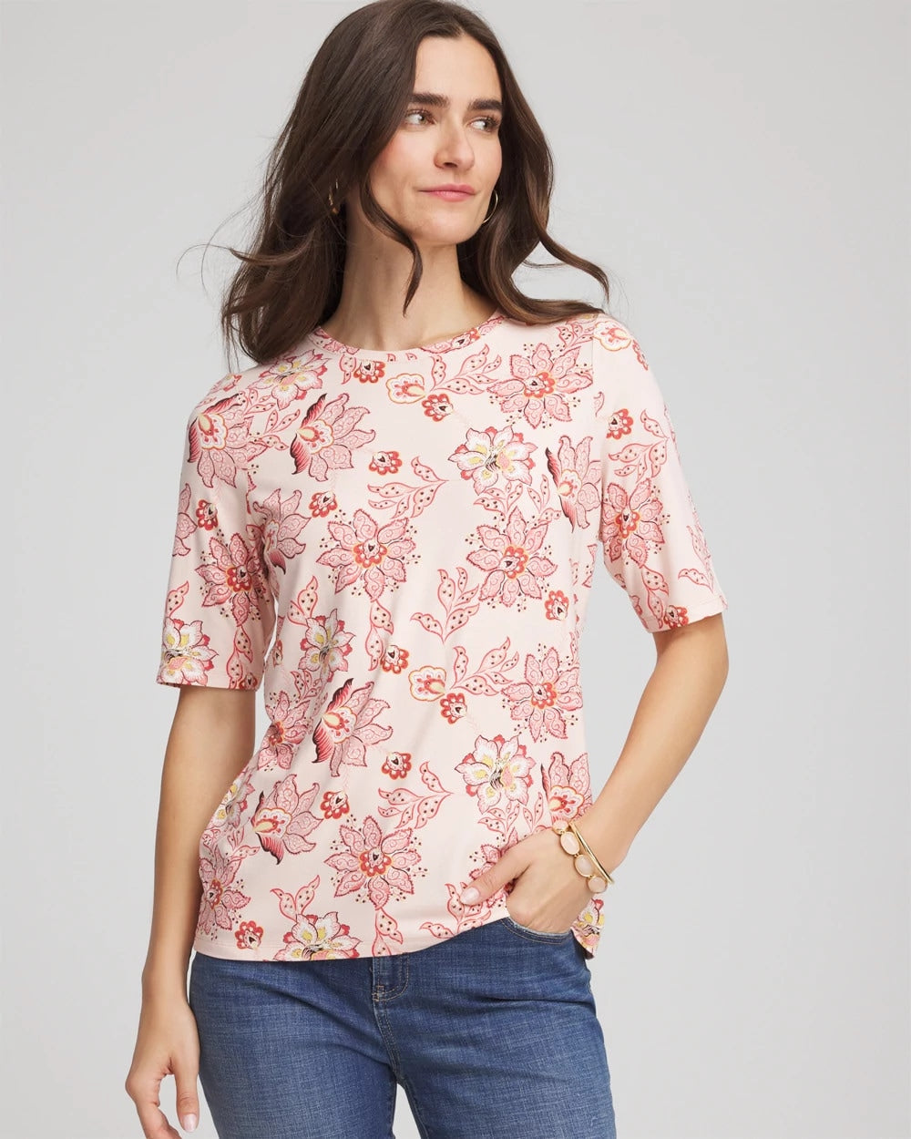 Chico's | Elbow Sleeve Tee/ Siesta Rose