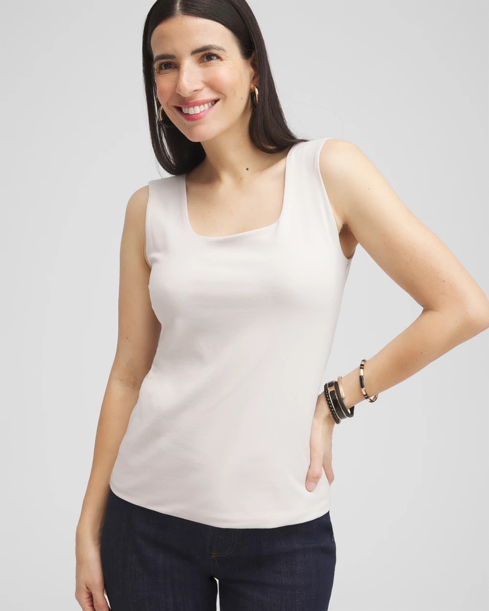 Chico's | Contour Cotton™ Square Neck Tank/ Smokey Taupe
