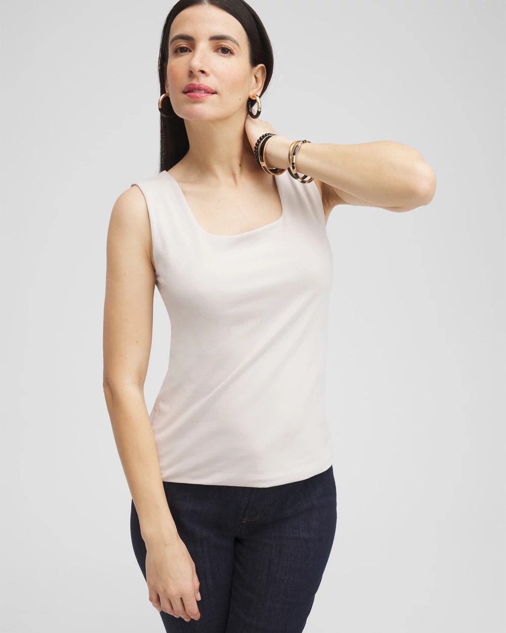 Chico's | Contour Cotton™ Square Neck Tank/ Smokey Taupe