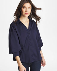 Chico's | Poplin Billow Sleeve Blouse/ Passport Blue