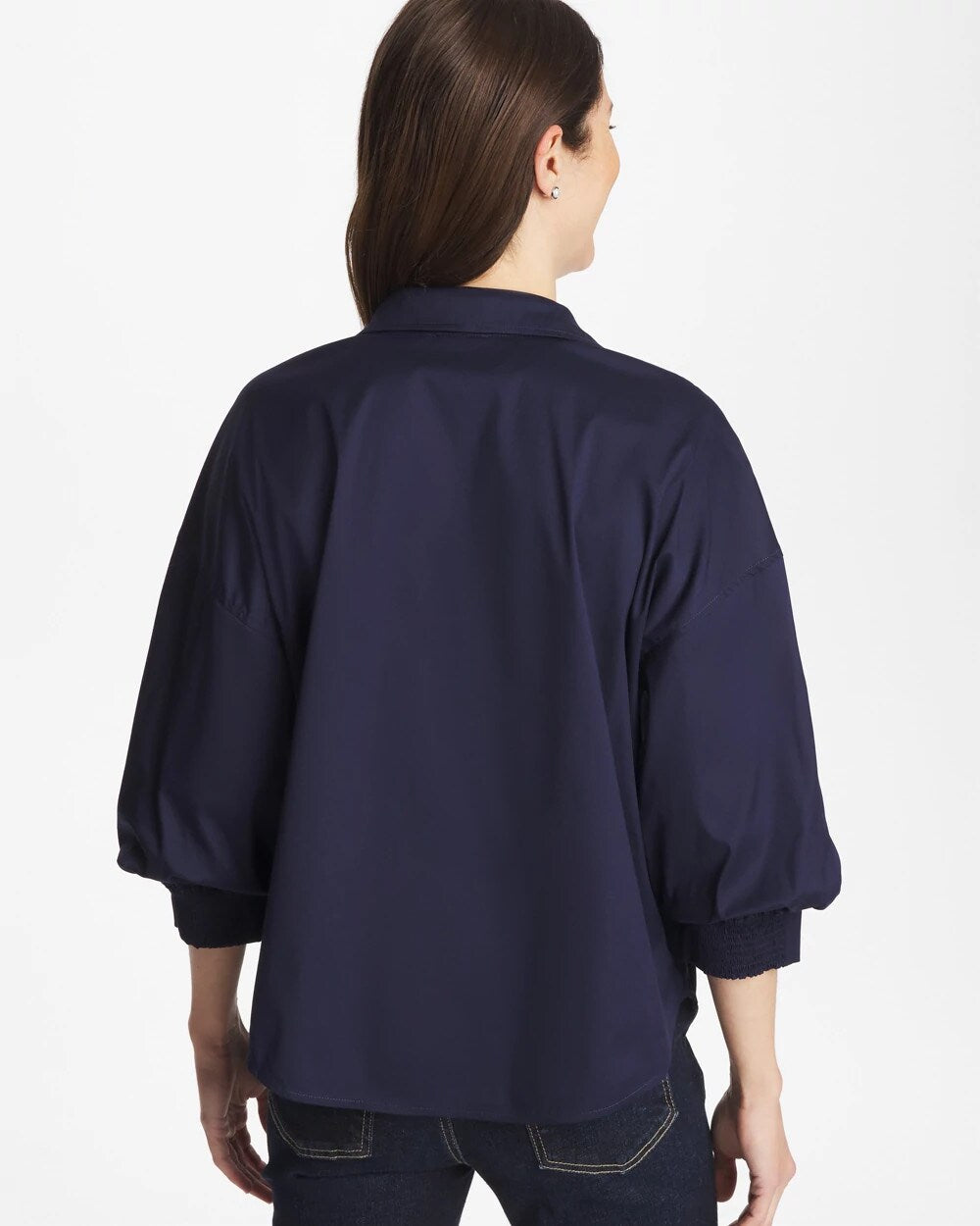 Chico's | Poplin Billow Sleeve Blouse/ Passport Blue