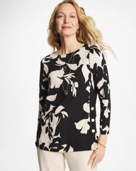 Chico's | Blossom Matte Jersey Button Tunic/ Black