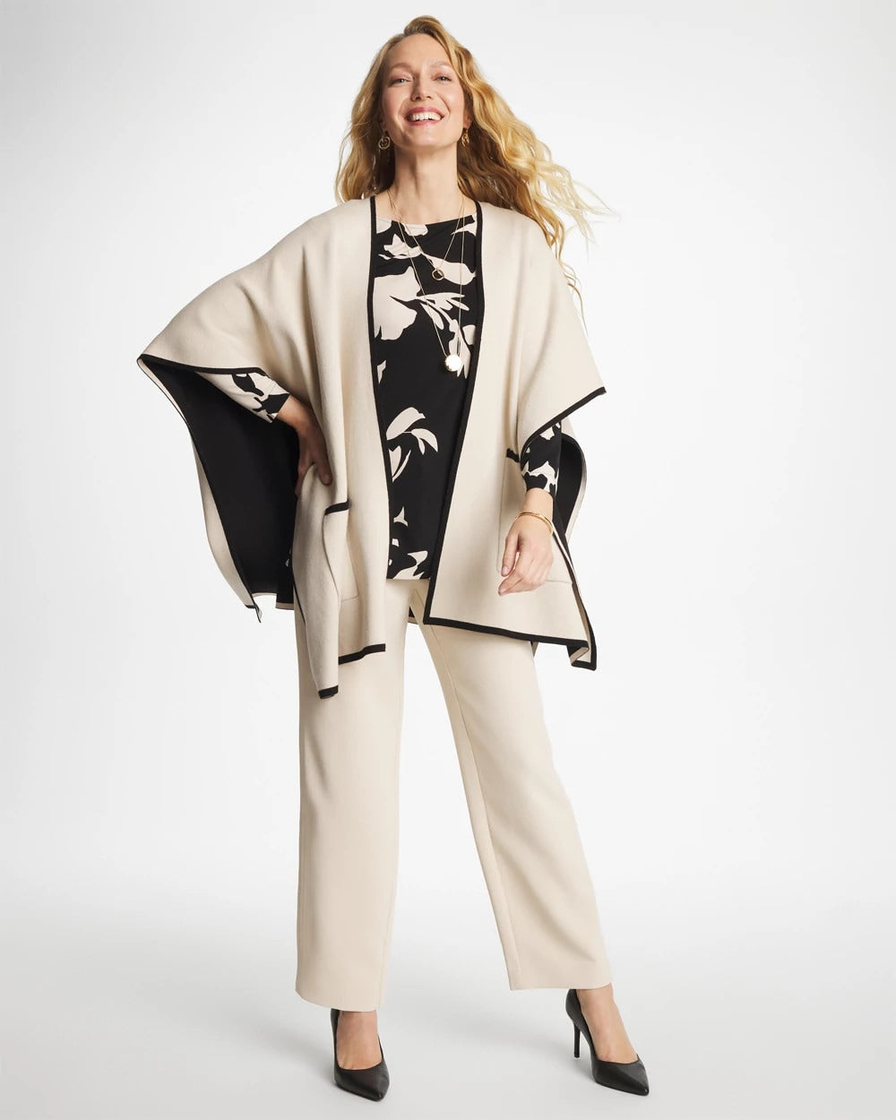 Chico's | Blossom Matte Jersey Button Tunic/ Black