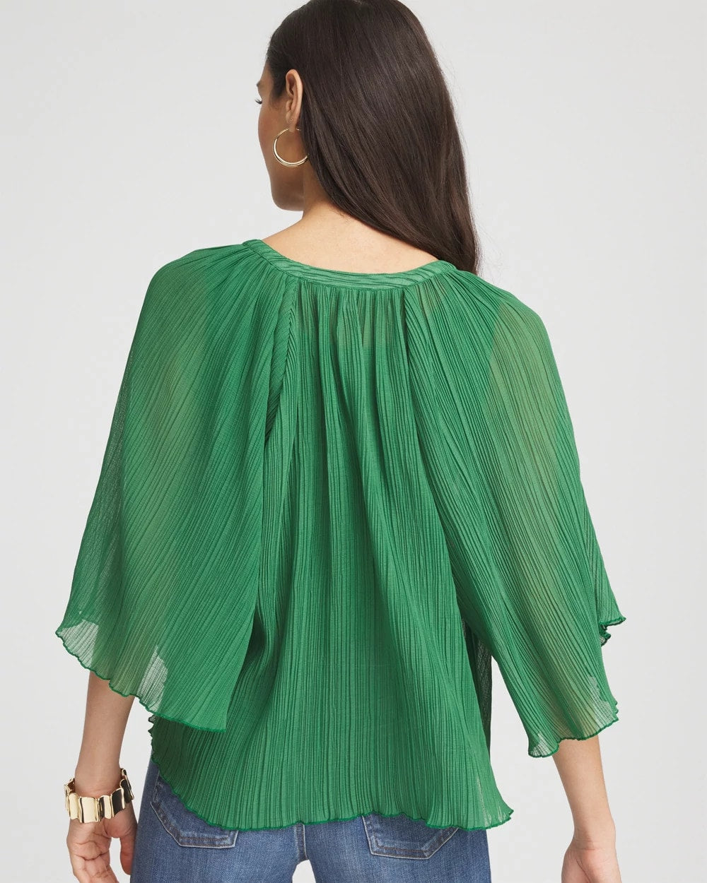 Chico's | Textured Pleated Chiffon Blouse/ Jardin Green