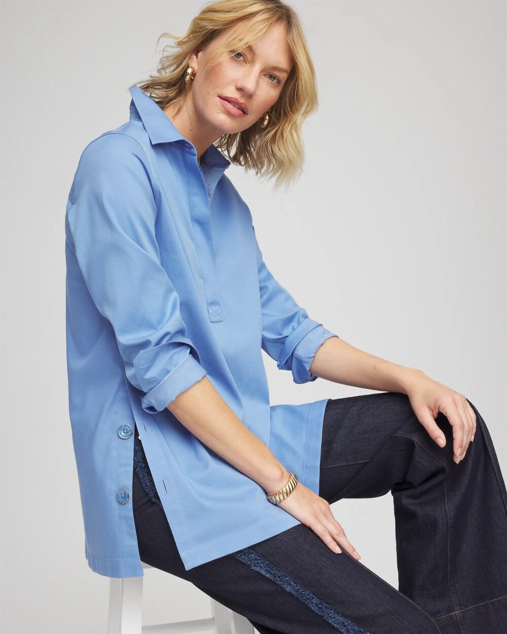 Chico's | No Iron™ Stretch Tunic/ Tidal Blue