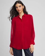 Chico's | Pintuck Georgette Tunic/ Carmine Red