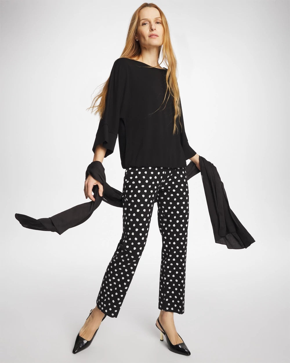 Chico's | Matte Jersey Bubble Hem Top/ Black