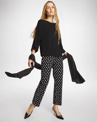 Chico's | Matte Jersey Bubble Hem Top/ Black