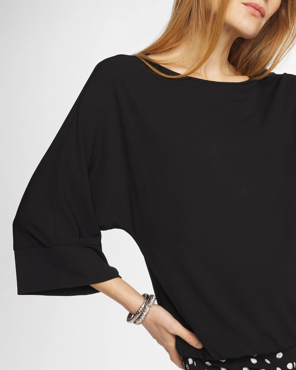 Chico's | Matte Jersey Bubble Hem Top/ Black
